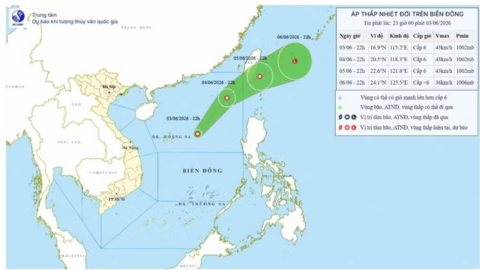 Biển Đông xuất hiện áp thấp nhiệt đới đầu tiên của năm 2026