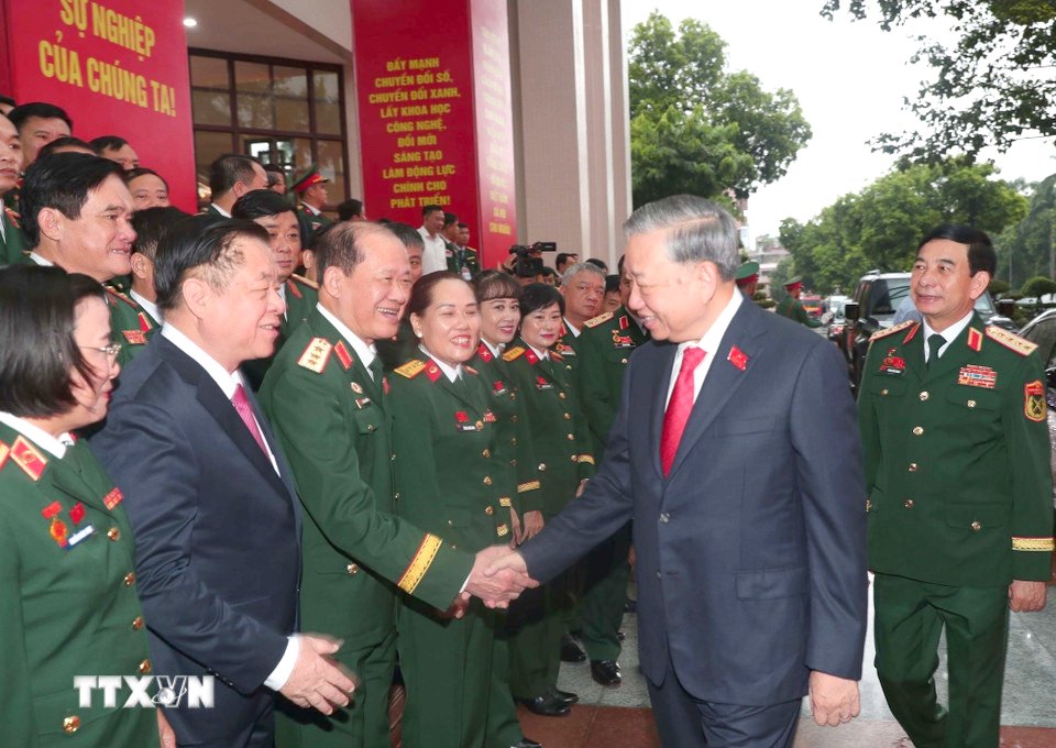 Tổng Bí thư Tô Lâm với các đại biểu dự Đại hội. Ảnh: TTXVN