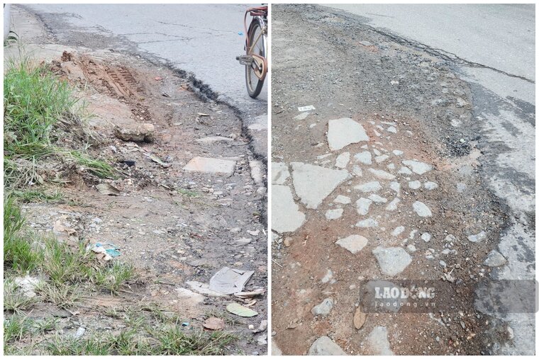 Một số vị trí xuống cấp tại ngã ba. Ảnh: Tô Công.