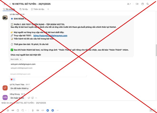 Giả mạo trang tuyển dụng Viettel lừa thu phí người tìm việc