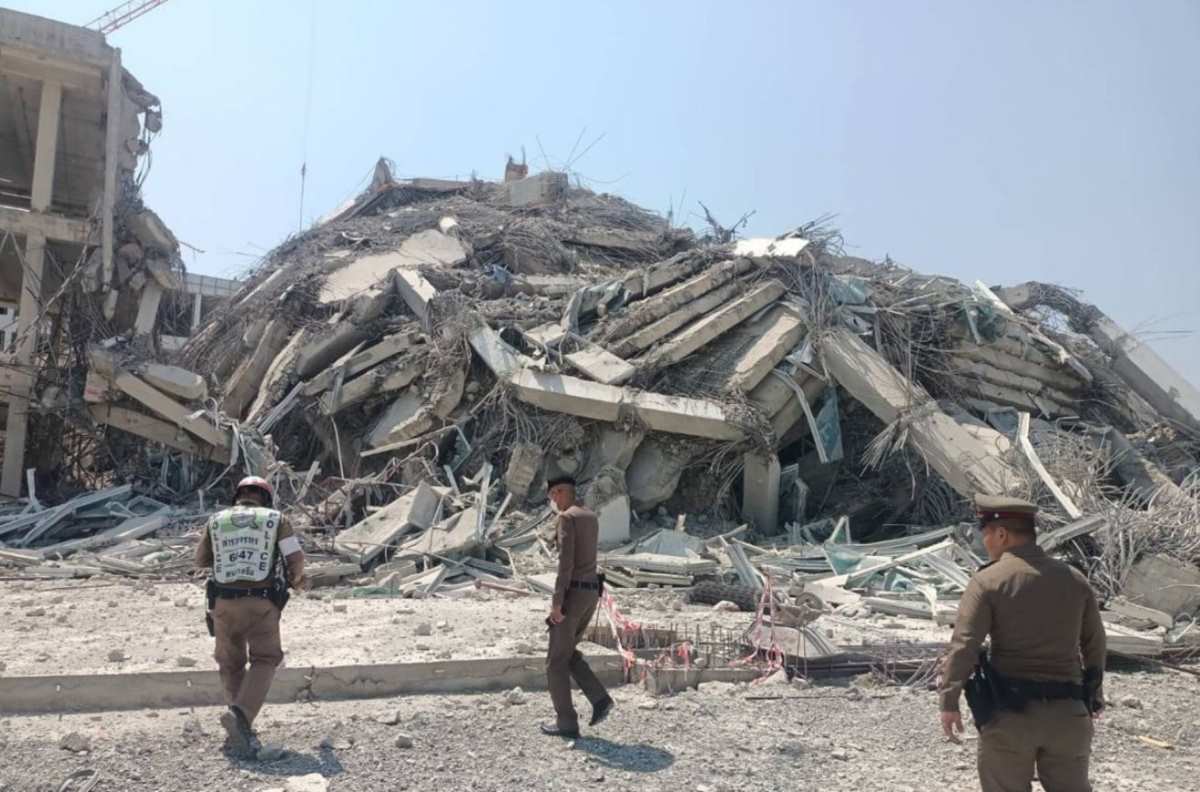 Động đất ở Myanmar ngày 28.3.2025 gây dư chấn, sập tòa nhà cao tầng ở thủ đô Bangkok, Thái Lan. Ảnh: Xinhua