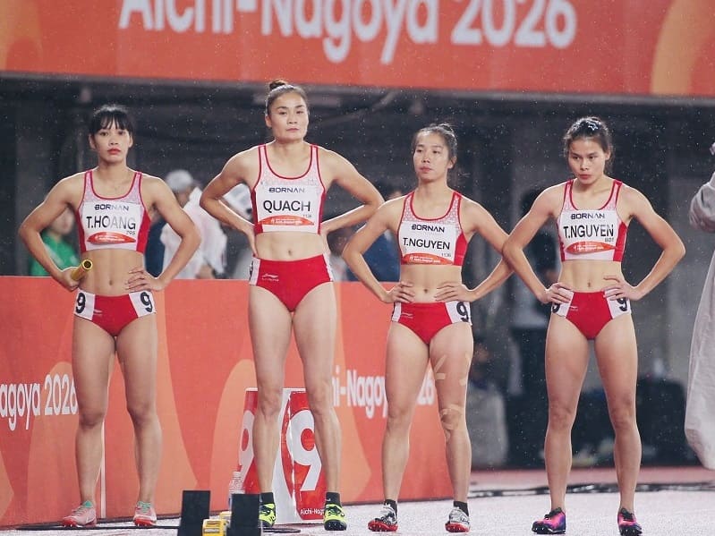 Đội tiếp sức 4x400m nữ không có huy chương dù được kỳ vọng ở ASIAD 20. Ảnh: Bùi Lượng