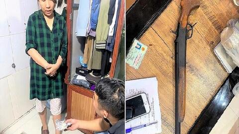 Bắt 'nữ quái' thủ súng, bán ma tuý qua khe cửa