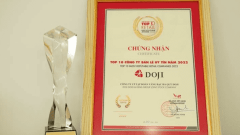 Tập đoàn DOJI 12 năm liên tiếp được công nhận Thương hiệu Quốc gia Việt Nam
