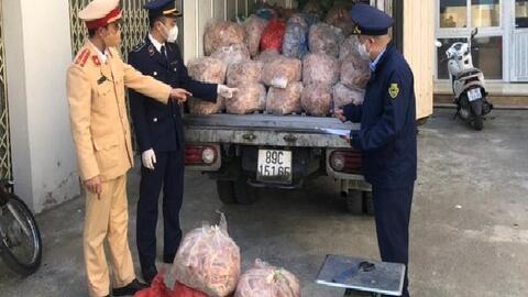 Bắt ôtô chở 1,4 tấn bì heo bốc mùi mang vào Thanh Hóa tiêu thụ