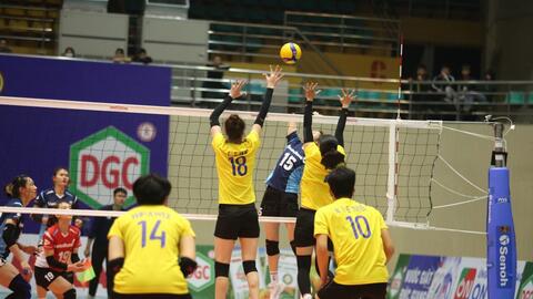Nữ Ninh Bình Lienvietpostbank toàn thắng tại bảng A V1 Giải Bóng chuyền VĐQG 2023