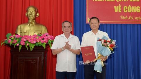 Chủ tịch Hội Nông dân tỉnh Bạc Liêu làm Bí thư Huyện ủy Vĩnh Lợi