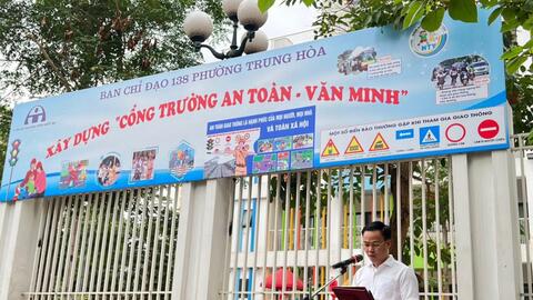 Quận Cầu Giấy: Thêm 3 mô hình cổng trường an toàn, văn minh