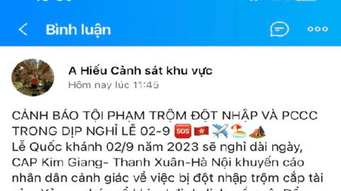 Cảnh báo phòng ngừa tội phạm trộm đột nhập trong dịp nghỉ lễ Quốc Khánh 2/9