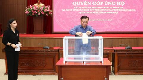 Cơ quan Thành ủy Hà Nội quyên góp ủng hộ nạn nhân vụ cháy chung cư mini