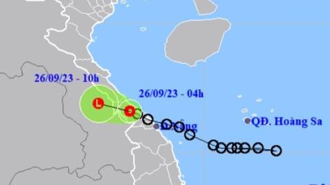 Áp thấp nhiệt đới trên đất liền từ Quảng Trị đến Thừa Thiên - Huế
