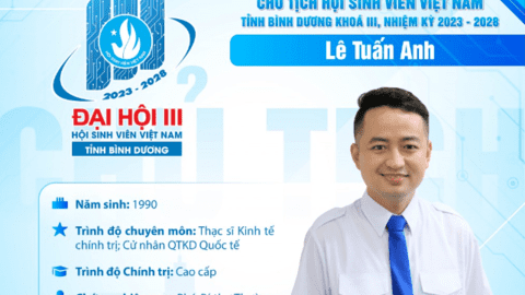Đồng chí Lê Tuấn Anh đắc cử Chủ tịch Hội Sinh viên Việt Nam tỉnh Bình Dương