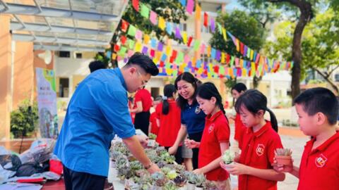 Học sinh tiểu học nô nức trẩy hội “Đổi giấy lấy cây”