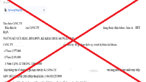 Lộ diện hình thức lừa đảo mới: Thông báo dịch vụ chữ ký số hết hạn