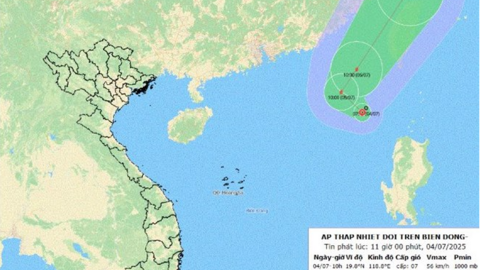 Áp thấp nhiệt đới khả năng mạnh lên thành bão trong 24 giờ tới