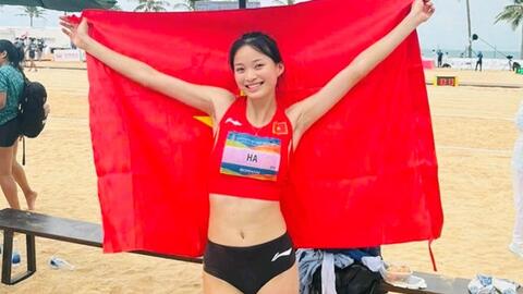 Tuyển thủ điền kinh Thúy Hằng giành huy chương vàng Đại hội thể thao bãi biển châu Á 2026