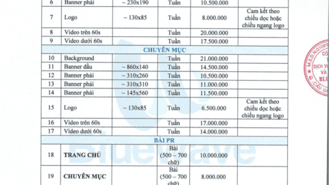 BÁO GIÁ QUẢNG CÁO 2023