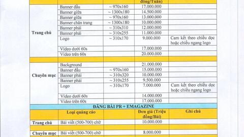 BÁO GIÁ QUẢNG CÁO 2026