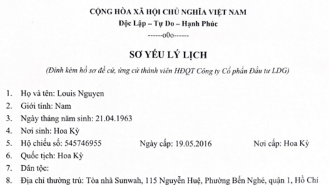 Shark Louis Nguyễn ứng cử thành viên Hội đồng quản trị Đầu tư LDG