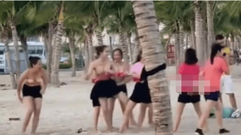 Công an điều tra clip nhóm nữ du khách cởi áo chơi teambuilding