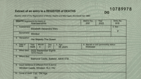 Anh công bố giấy chứng tử của Nữ hoàng Elizabeth II