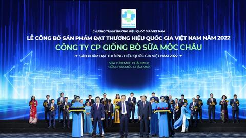Sản phẩm Mộc Châu Milk đạt Thương hiệu Quốc gia Việt Nam năm 2022