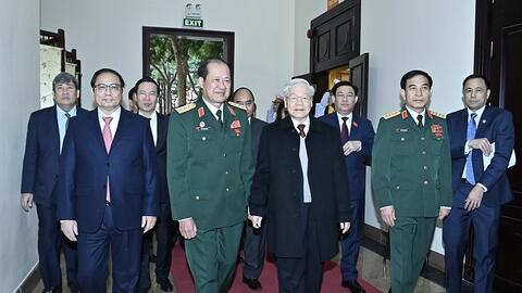 Tổng Bí thư Nguyễn Phú Trọng và các đồng chí lãnh đạo Đảng, Nhà nước dự Đại hội đại biểu Hội Cựu chiến binh Việt Nam lần thứ VII