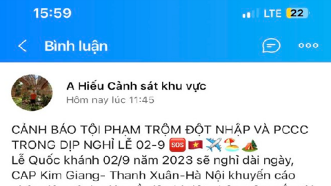 Cảnh báo phòng ngừa tội phạm trộm đột nhập trong dịp nghỉ lễ Quốc Khánh 2/9