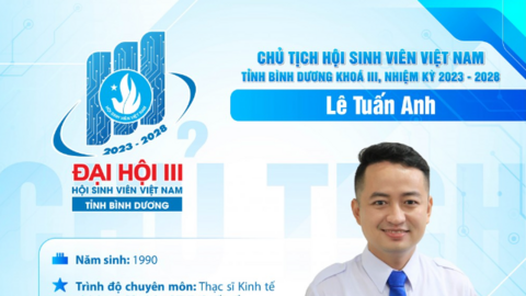 Đồng chí Lê Tuấn Anh đắc cử Chủ tịch Hội Sinh viên Việt Nam tỉnh Bình Dương