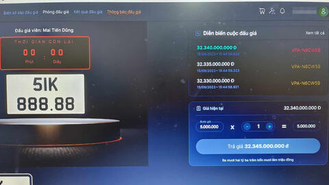 Biển số 51K-888.88 từng trúng hơn 32 tỉ đồng sẽ được đấu giá lại