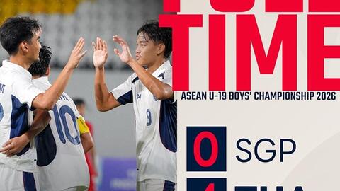U19 Thái Lan thắng đậm U19 Singapore, trở lại ngôi đầu bảng B