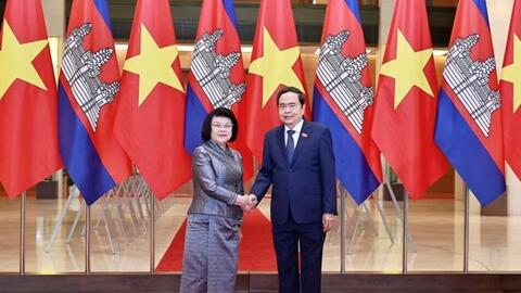 Chủ tịch Quốc hội Trần Thanh Mẫn đón, hội đàm với Chủ tịch Quốc hội Campuchia