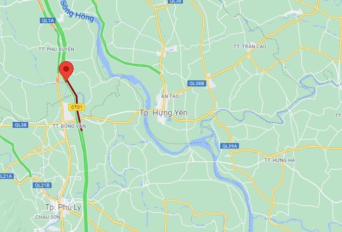 Dữ liệu từ Google Maps cho thấy ùn tắc kéo dài từ huyện Phú Xuyên tới khu vực gần khu công nghiệp Đồng Văn (Hà Nam).