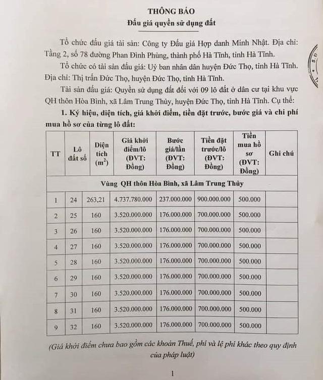 Hà Tĩnh: Đất ở nông thôn bán đấu giá “trên trời” - Ảnh 1.