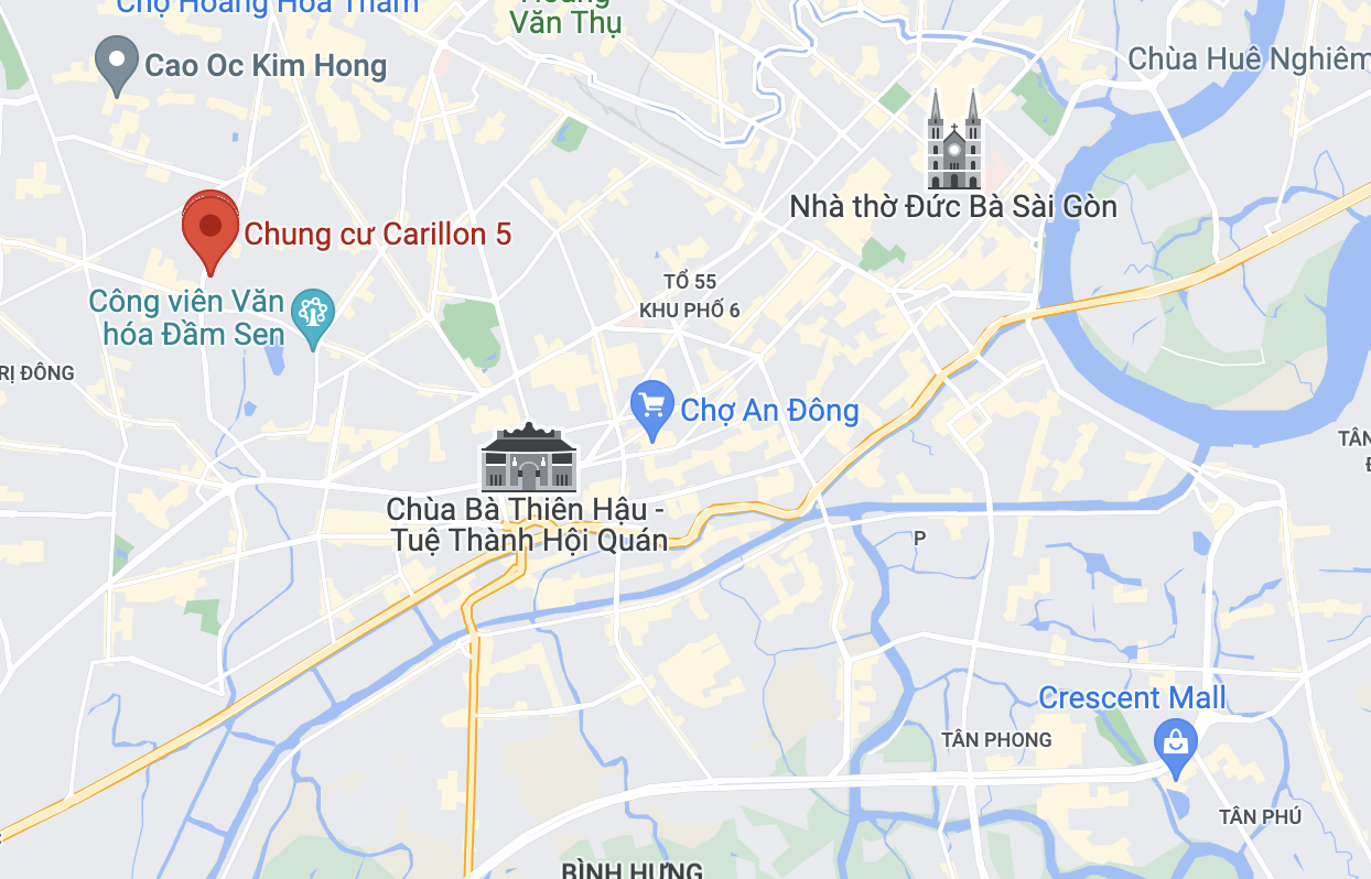 Vụ cháy xảy ra ở chung cư Carillon 5, quận Tân Phú. Ảnh: Google Maps.