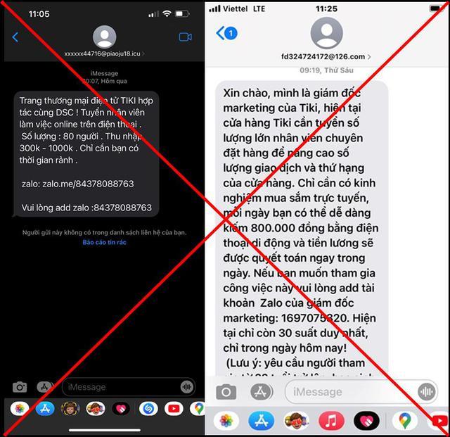 Tiki cảnh báo lừa đảo tuyển dụng - Ảnh 1.