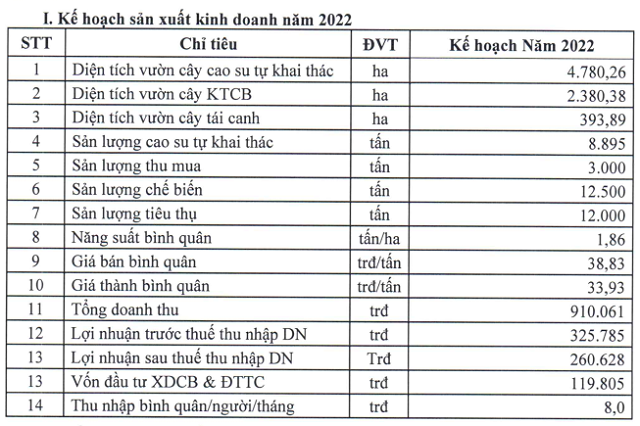 Cao su Đồng Phú trình chia cổ tức 2021 tỷ lệ 35%, kế hoạch lãi 2022 giảm 31% - Ảnh 1.