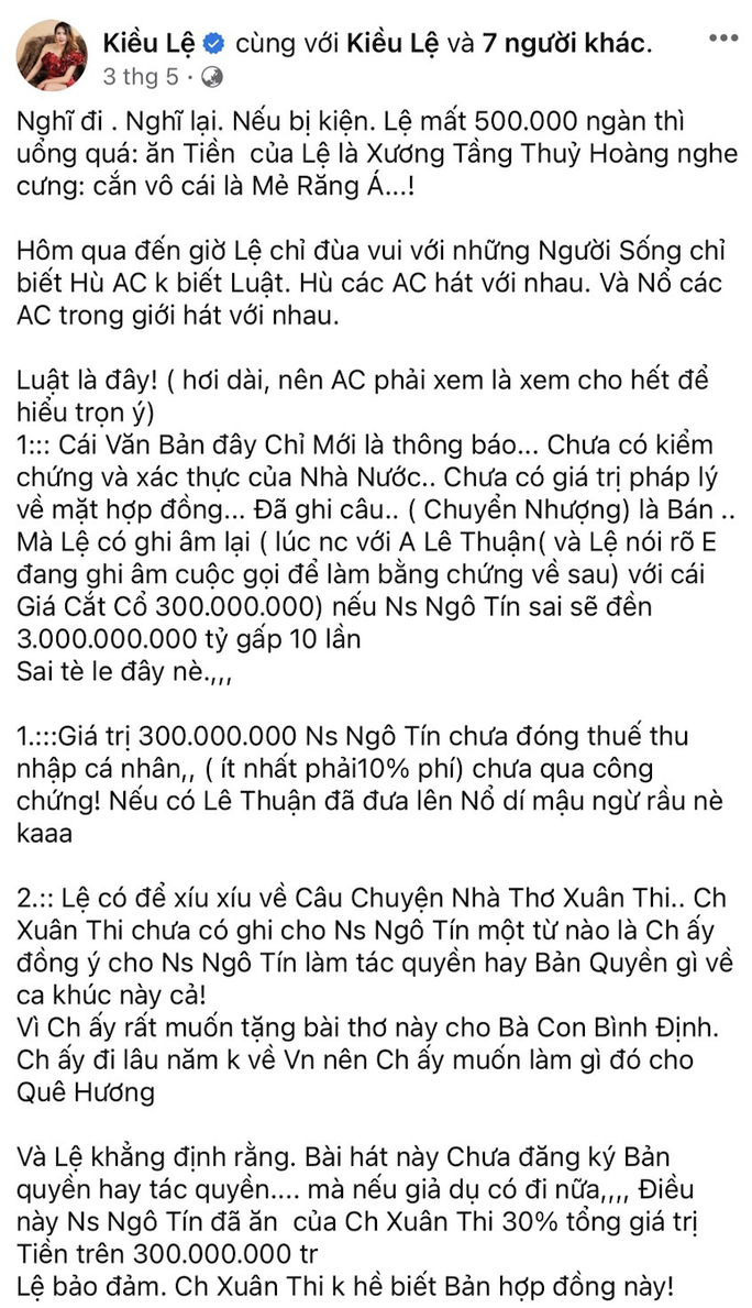 Công an vào cuộc vụ một nhạc sĩ ở Mỹ đề nghị xử lý hình sự ca sĩ Kiều Lệ - Ảnh 1.