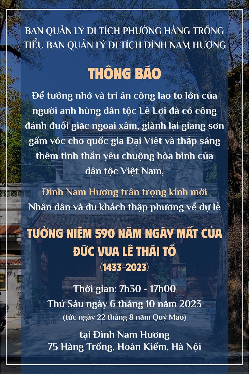 Thông báo của Ban quản lý di tích