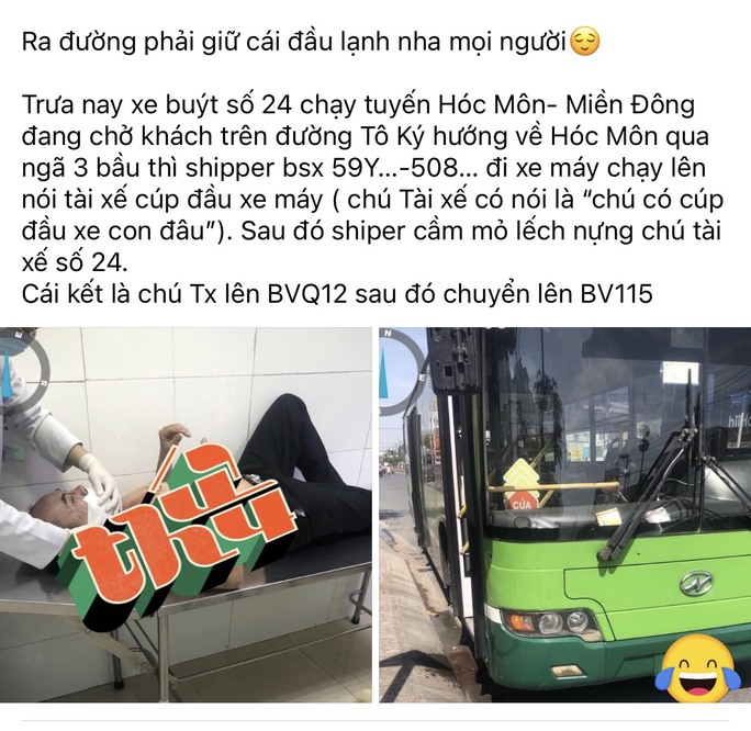 Công an vào cuộc vụ tài xế xe buýt bị shipper nựng mỏ lết vào mặt - Ảnh 1.