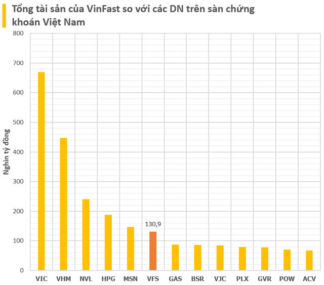 Tổng tài sản của VinFast dù nhỏ hơn Vingroup, Vinhomes, Hoà Phát, Masan… nhưng giá trị vốn hóa vượt trội, chỉ kém Vietcombank - Ảnh 1.