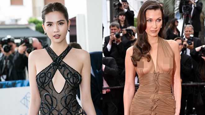 Váy gây sốc của Bella Hadid gợi nhắc về Ngọc Trinh tại Cannes lần thứ 72