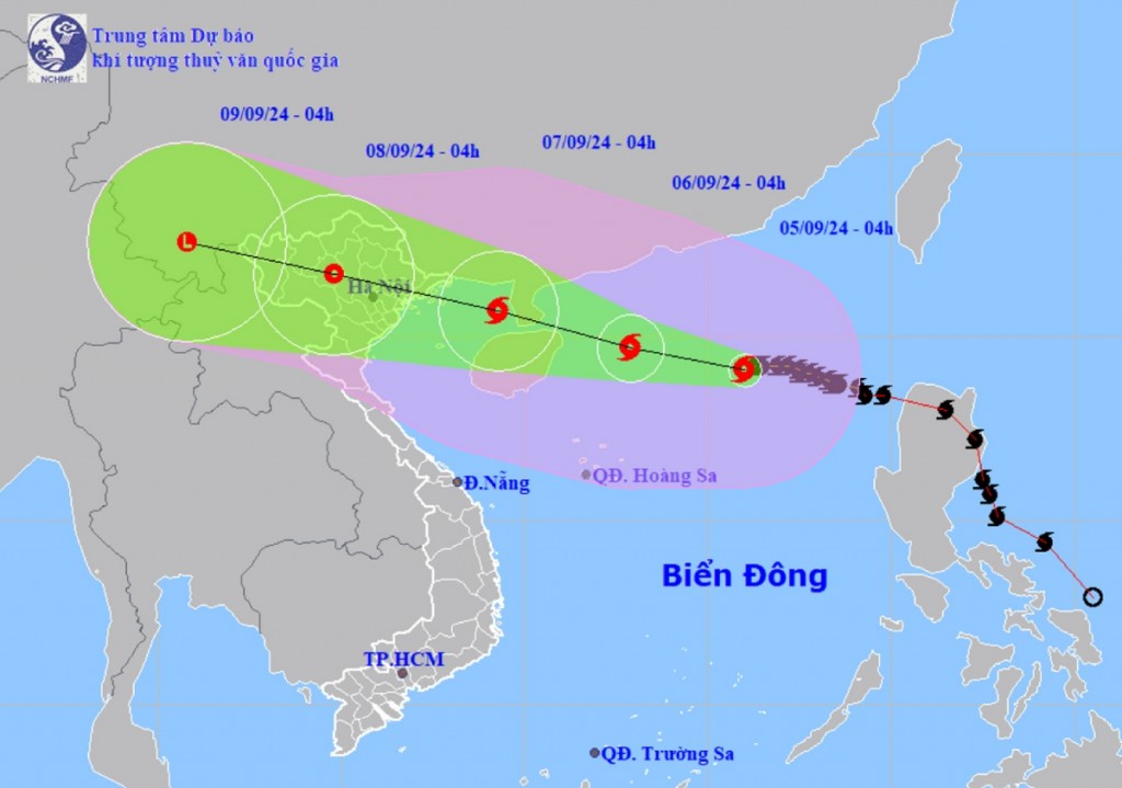 Dự báo đường đi của bão số 3.