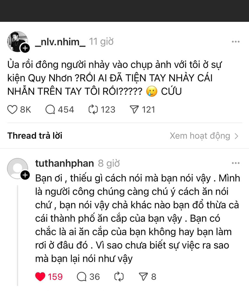 Nội dung tài khoản “_nlv.nhim_” đăng tải trên trang mạng xã hội Threads gây hoang mang dư luận. Ảnh chụp màn hình