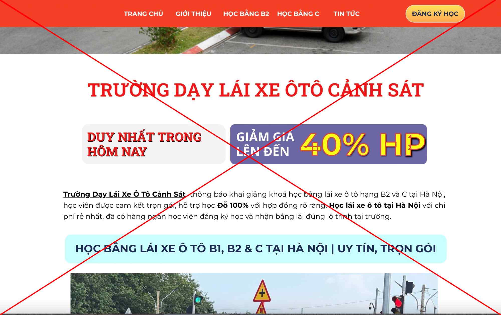 Trung tâm Đào tạo và Sát hạch lái xe - Trường Đại học Phòng cháy chữa cháy chỉ có 1 địa chỉ duy nhất ở 243 Khuất Duy Tiến, quận Thanh Xuân, TP Hà Nội và không quảng cáo trên mạng. Ảnh: Hương Nha