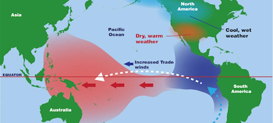La Nina ảnh hưởng đến thời tiết toàn cầu. Ảnh: NOAA