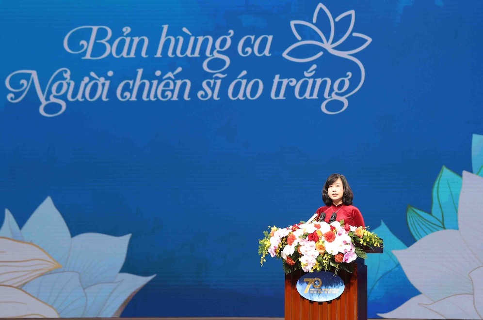 Bộ trưởng Bộ Y tế Đào Hồng Lan phát biểu tại lễ kỷ niệm. Ảnh: Bộ Y tế