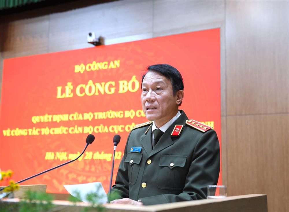 Bộ trưởng Lương Tam Quang phát biểu tại buổi lễ. Ảnh: Bộ Công an