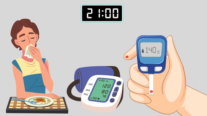 Thời điểm ăn tối có thể làm đường huyết và huyết áp tăng vọt