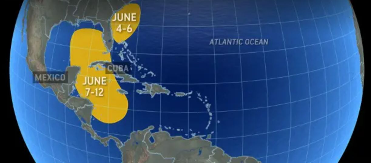 Một áp thấp nhiệt đới hoặc bão nhiệt đới có thể hình thành trong khoảng ngày 7-12.6. Ảnh: AccuWeather